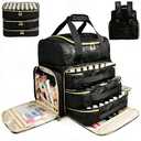 Veirdro Nail Polish Organizer Backpack Holds 130 Bottles (15ml/0.5fl.oz)& Nail Lamp, Extra Large Nail Kit Storage Bag with 3 Removable Carrying Cases, Nail Tech Supplies Organizer Case for Women Black