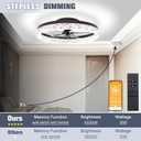 VOLISUN Modern Ceiling Fans with Lights and Remote, 19.7in Low Profile Ceiling Fan Flush Mount, 3000K-6500K Dimmable Bladeless LED Fan Light, Brown Fandelier Ceiling Fans with Lights for Bedroom