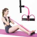 6-Tubes Tension Rope, Multifunction Elastic Yoga Pedal Puller Resistance Band, Natural Latex Tension Rope Fitness Equipment, for Abdomen, Waist, Arm, Leg Stretching Slimming Training Pink