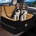 Large Dog Car Seat for Back Seat  Removable Dog Booster Seat & Washable Pet Car Seat for Medium & 2 Small Dogs up to 60lbs  Safety Straps & Storage Pocket  Travel & Home Use (Black/Brown)