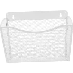 Veemoon Wall Mounted Metal Mesh File Organizer Versatile Hanging File Holder for Documents Magazines and Newspapers Sleek White Design for Space Optimization