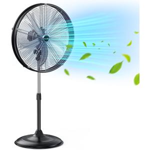 5300 CFM 20" High Velocity Industrial Pedestal Fan, 3-Speed Professional Oscillating Standing Fan with Drum Head, Heavy Duty Metal Fan for Commercial, Warehouse, Garage, UL Listed
