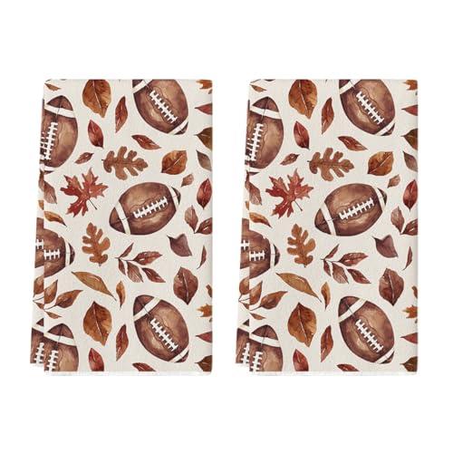 3 x Artoid Mode Maple Leaves Football Fall Kitchen Towels Set of 2 18x26 Inch