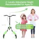 Swing Wiggle Scooter, 3 Wheels Drifting Folding Kick Scooter with 4-Level Adjustable Height/Foldable for Kids/Teen/Adult Age 6+ Years Old