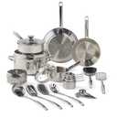T-fal Gourmet Stainless Steel Cookware Set: 20-Piece Kitchen Essentials, Induction Compatible, Dishwasher Safe, Oven Safe to 500F, Durable Pots and Pans with Steamer for Versatile Cooking