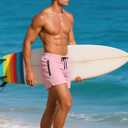 Mens Swim Trunks Quick Dry Swimming Shorts with Zip Pockets Men's Bathing Suits 5 Inch Inseam Elastic Mesh Lining Fit (Pink, XL)