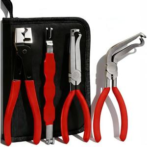 4Pcs Automotive Electrical Disconnect Pliers Kit - Straight/60° Connector Separator, Hose Clamp Plier, Double-Ended Terminal Removal Tool, Storage Case Included