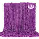 120PCS Mardi Gras Beads, Purple Bead Necklace Party Favors, 33" Holiday Halloween Necklaces Party Parade Throw Accessories, Mardi Gras Halloween Wedding Birthday Celebrations Decorations Bulk