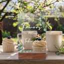 Chunful 4 Pcs Acrylic Wedding Signs with Stand 5 x 7 Inch Clear Cards and Gifts Our Guestbook Rustic Calligraphy Sign for Wedding Ceremony Reception(Leaves)
