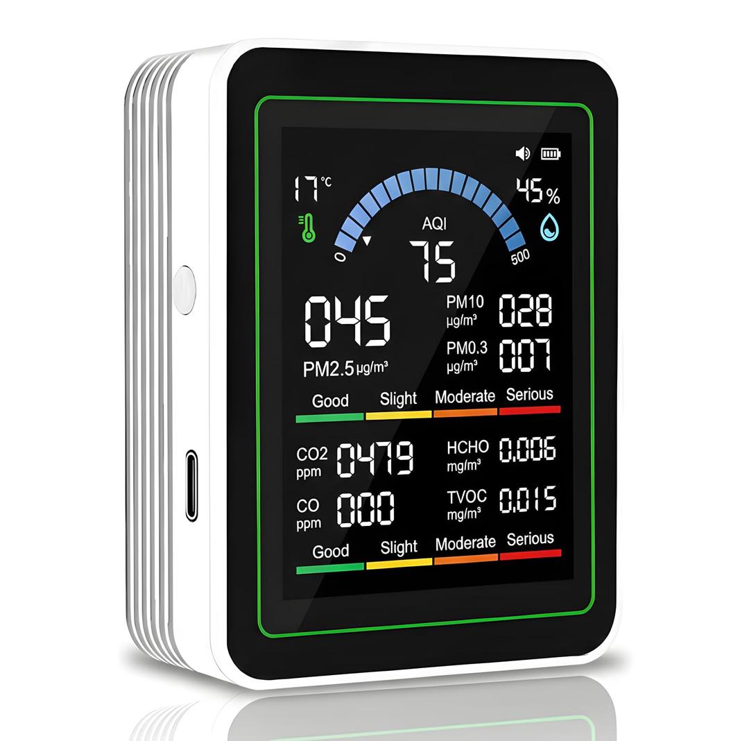 10 in 1 Smart Air Quality Monitor Indoor,Professional Air Quality Test Kit with | TVOC | HCHO | Temp | AQI | PM2.5 | PM0.3 | PM10
