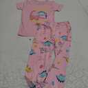 Tebbis Snug-Fitting Unisex Pajamas for Boys & Girls – Pink Dino PJs Soft Modal Fiber Toddler/ Little Jammies, Size 7