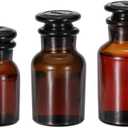 PATIKIL Reagent Media Bottle, 30/60/125ml Glass Wide Mouth Reagent Media Storage Bottle with Glass Ground Stopper for Lab Water Reagent Liquids, Chemistry, Science, Vase, Perfume, Amber