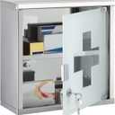 Timgle First Aid Wall Cabinet with Lock Medicine Wall Mounted Bathroom Storage Hanging Medical Cabinet with Safety Glass Door for Bathroom(2 Shelves,Silver)