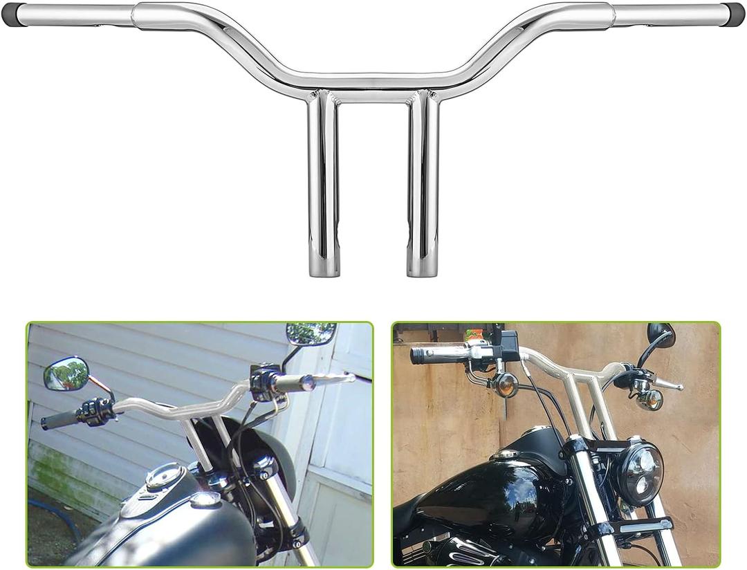 Mofun 12" Handlebar T Bar 1.25" Steel Pipe Compatible with Harley Dyna Low Rider Fat Bob Super Glide Street Bob 1996-2024, Sportster 1200 883, Softail Fat Boy Heritage Classic, Road King Chrome