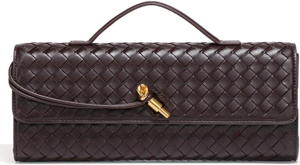 Trendy Woven Evening Clutch Purses Women Underarm Shoulder Handbag Cute Satchels Crossbody Purse PU Leather Wallet