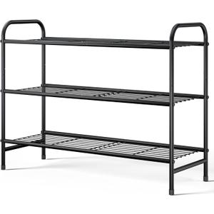 Kitsure Shoe Rack - Stainless Steel Shoe Organizer, Sturdy Shoe Rack for Closet and Front Door Entrance, Free Standing Shoe Shelf, Closet Organizers and Storage, Black