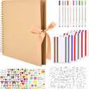 GOTIDEAL 12 x 12 Inch Scrapbook Album with 10 Metallic Markers,80 Pages Craft Paper Photo Album for Wedding and Anniversary, Family DIY Photo Album with Scrapbooking Stickers Corners(Yellow)