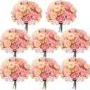 Geosar 8 Bundles Artificial Peonies Flowers Fake Silk Peony Bouquet Faux Peonies Flowers Bulk for Decoration Vase Floral Arrangements Wedding Party Table (Pink,Yellow)