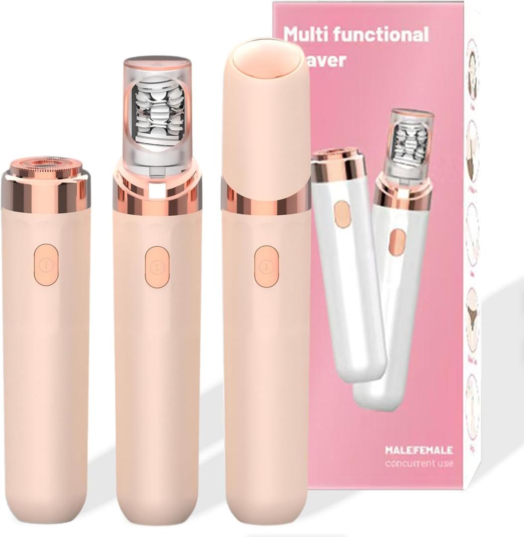 Lumisylk Pro 3.0 Epilator for Women Facial Epilator 2-in-1 Epilator Trimmer, Cordless Rechargeable Hair Removal for Upper Lip, Chin, Bikini & Legs, Wet & Dry Use Portable (Pink)