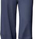 Linen Barrel Pants for Women Wide Leg Harem Palazzo Baggy Trousers | Drawstring Elastic Waist, Summer, Beach, Vacation, with Pockets (Blue, M)