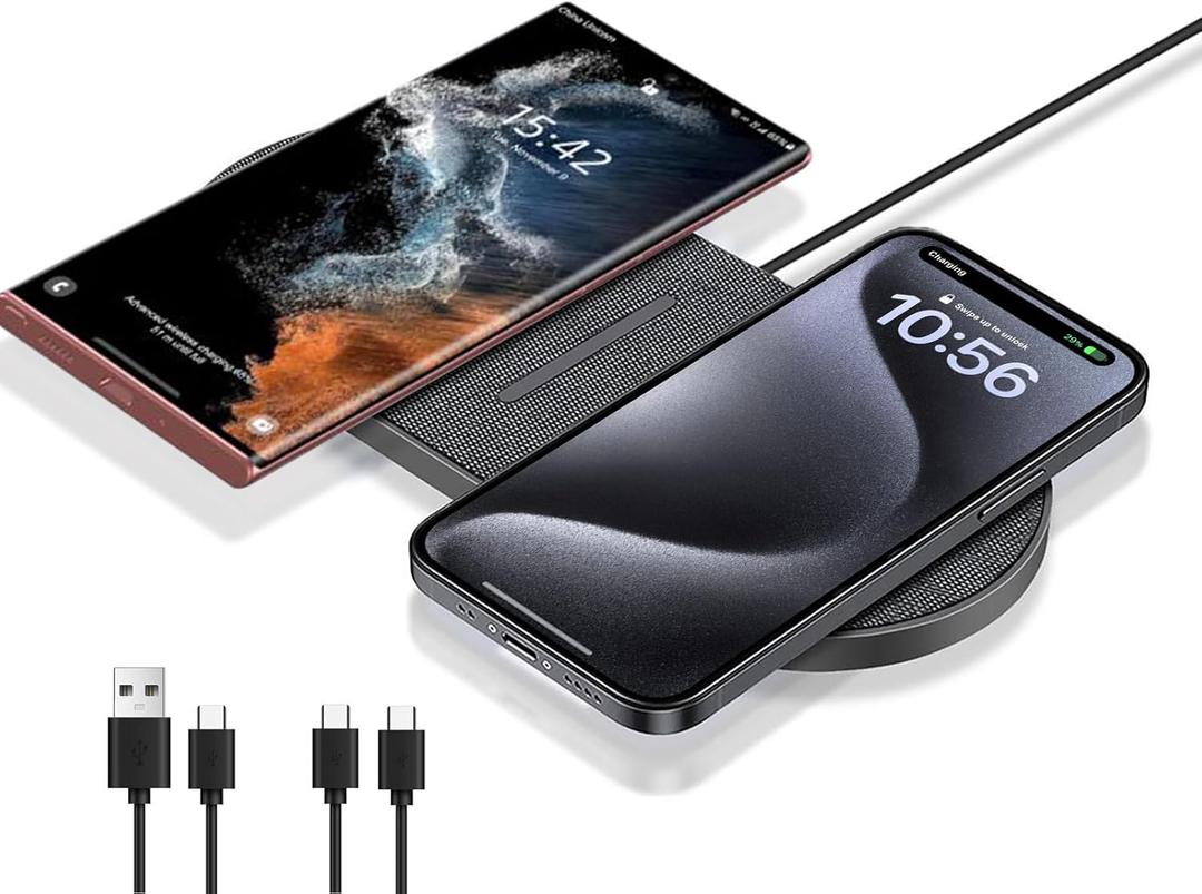 40W Wireless Charging Pad, Dual 20W Fast Wireless Charging Mat for iPhone 16 15 14 13 12 11/Pro/Pro Max/SE/X/XS, Apple Airpods 4/3/Pro,15W Wireless Charger Station for Samsung Galaxy/Note/Bud+