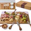 Charcuterie Board Set - Marble & Acacia Wood Cheese Board and Serving Board Platter, Charcuterie Boards Gift Set for Hosting, Wedding and Housewarming, Bridal Shower Marble Serving Tray