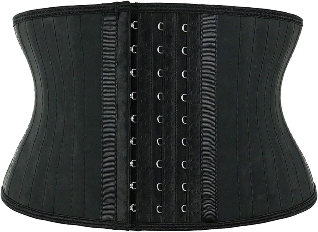 Atbuty Super Short Torso Waist Trainers Cincher Corset Tummy Shaper Slimming Latex Trimmer Girdle (Black (7'' Short Torso, 25 Steel Bones), 3XS)
