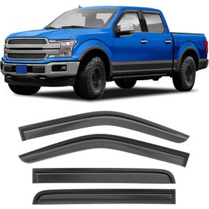 Shatterproof Taped-On Window Deflectors for Ford F150 SuperCrew 2015-2025, Rain Guards, Window Visors for Car, Vent Deflector, 4pcs