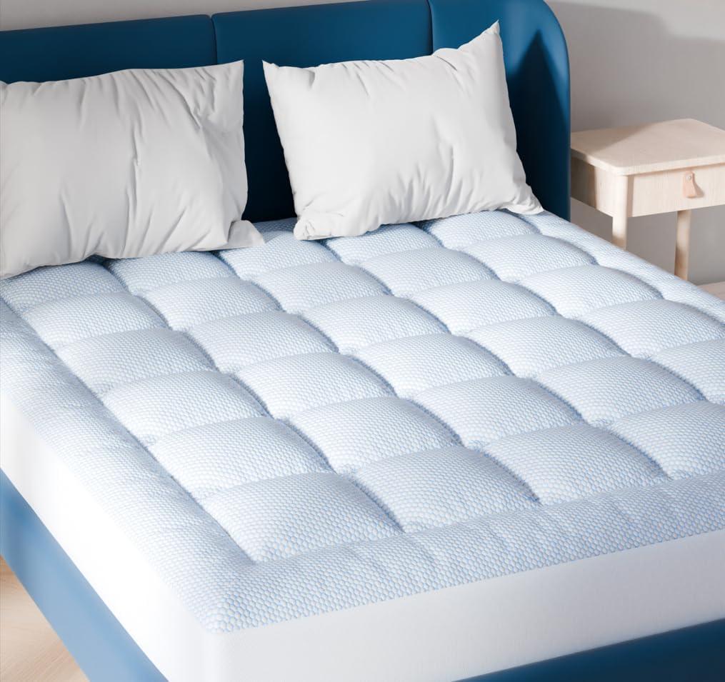 Niagara Cooling Queen Mattress Topper - Pillow Top Mattress Cover Quilted Fitted Cooling Topper for Back Pain Deep Pocket Fits 20 Inches (60x80 Inches)