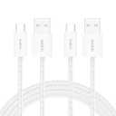 Belkin Braided USB-A to USB-C Cable (2M, 15W) - Soft, Flexible Fast-Charging Cable, Type C Charger Cord for iPhone 16 & 15 Series, Galaxy S25, Pixel 9, iPad Pro, & More - White (USB 2.0, 2-Pack)