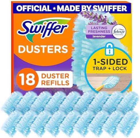 Swiffer Dusters Refill for Cleaning, Feather & Microfiber Duster Disposable Alternative, for Dusting Furniture, Blinds, Ceiling Fans, Walls, Helps Remove Allergens, Lavender, 18ct