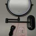 8“Wall Mounted Makeup Mirror With Lights, 10x Magnifying Mirror Wall Mount for Vanity, Bathroom and Shaving, Rechargeable Wall Mounted Makeup Mirror Swing Arm with Adjustable Brightness (Black-10X)