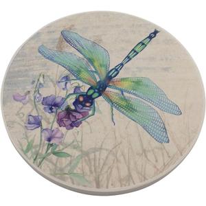 Absorbent Ceramic Stone Coasters, Dragonfly,Set of 4 Stone Coasters