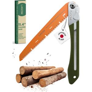 LAGOM Folding Camp Saw for Cutting Branches, 11.4" Straight Blade | SK5 Steel, Ergonomic Handle, One-Hand Use, Secure Lock | Foldable Pruning Tool for Camping, Gardening, Survival, Kayaking, Outdoors