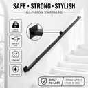 3.3FT Stair Railing Indoor Outdoor, 500LB Heavy-Duty Wall Mounted Handrail, Black Industrial Iron Pipe Rail, Rust-Proof for Home, Loft, Porch, Deck, Garage, Patio, Balcony, Garden & Corridor