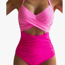 Eomenie Women's One Piece Swimsuits Tummy Control Cutout High Waisted Bathing Suit Wrap Tie Back 1 Piece Swimsuit M