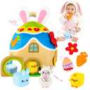 Baby Toys 6-12-18 Months - My First Plush Bunny Burrow with Stuffed Animals, Rattle, Crinkle, Teether, Montessori Sensory Toys for Babies Toddlers 1-3, Baby Block Stacking Toy for Boys Girls Gifts