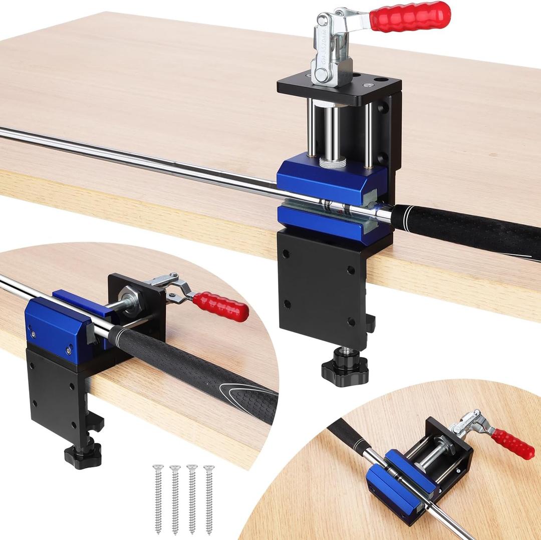3-in-1 Golf Shaft Clamp,Aluminum Golf Club Regripping Kit,360 Swivel Portable Table Vise with Anti-Slip Design & Shaft Protection for Grip Replacement