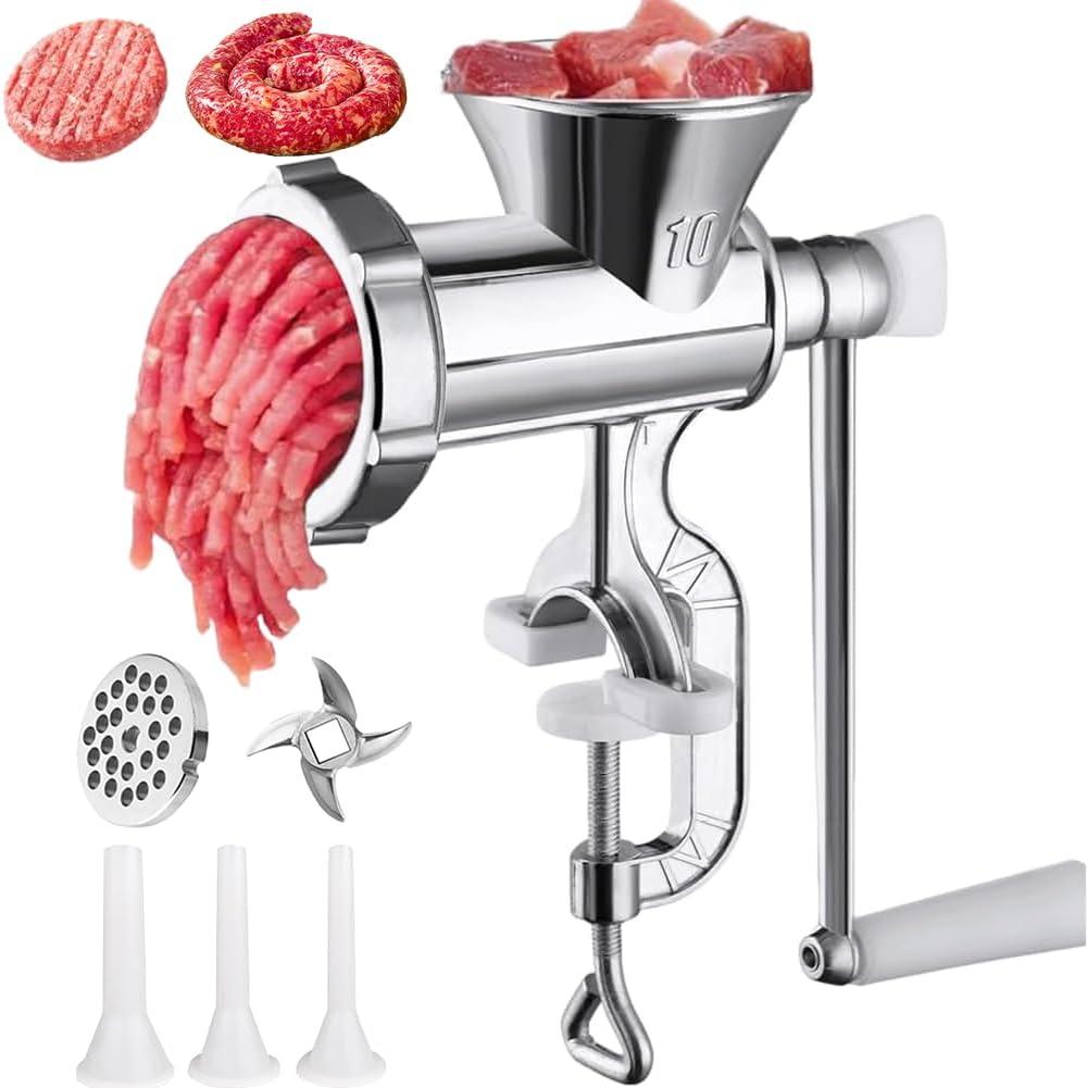 Meat Grinder Manual Mincer - Meat Grinders For Home Use Sausage Maker & Burger Patty Stuffer with Table Clamp, Hand Operated Kitchen Tool for Homemade Pork, Beef, and Sausage - Easy to Clean