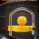 METOWARE Trailer Coupler Lock Universal Adjustable Heavy-Duty Steel Trailer Hitch Lock, Anti Theft Trailer Ball Lock Towing Lock for Towing Trailer Security Fits 1-7/8",2, 2-5/16" Coupler Yellow