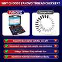 FANOVO Thread Size Checker, 23 Inch & 21 Metric Bolt and Nut Identifier Gauge Kit, Threaded Measurin Inspector Finder Tester Box Set, for Size Checker of Bolts or Nuts in Narrow Areas (Black)