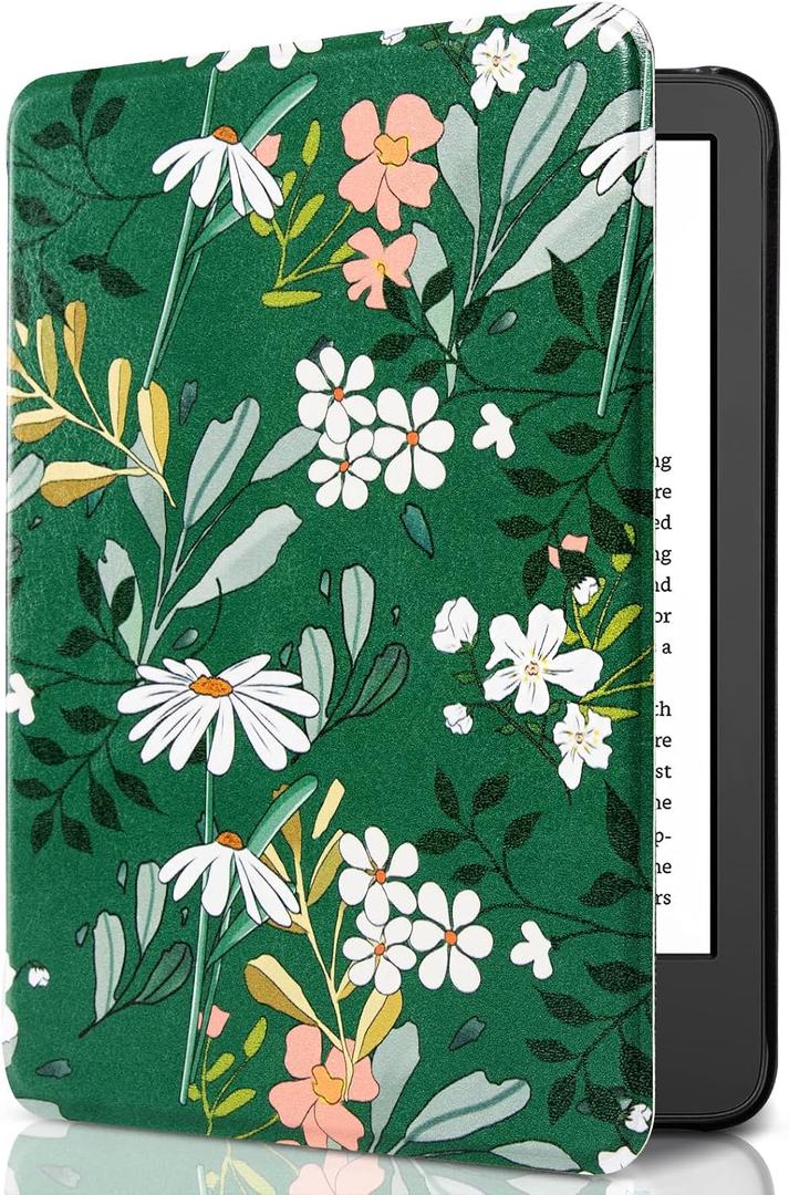 CoBak Case for All New 6 Inch E-Reader 2024 and 2022 (11 Generation) - PU Leather Smart Cover, Auto Sleep and Wake, not Compatible with Kobo Clara.Floral Harmony