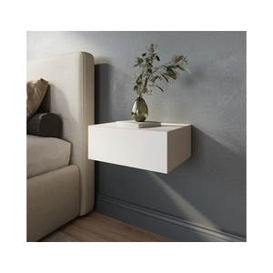 Lumivara Aeris Floating White Modern Nightstand with Storage Drawer, Minimalist Scandinavian, Made with Natural Pine Wood, Wall Mounted Bedside End Table for Bedroom and Living Room