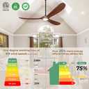 52" Ceiling Fans with Lights and Remote Control, Outdoor Ceiling Fan with Lights High CFM Quiet 3 Blade Wood Walnut Fan, Propeller Ceiling Fan for Outdoor/Indoor,Deep Walnut