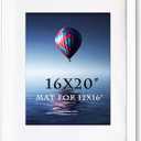 16x20inch Picture Frame Solid Wood Wall Mounting Certificate Poster Photo Frame with MAT Display Pictures 12x16in (White, 1)…