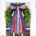 4th of July Decorations - Patriotic Wreath Sash Bow 27x13 Inch - Memorial Day Decor - American Flag Ribbon Bow for Front Door - Fourth of July 250th Anniversary Patriotic Decoration for Indoor Outdoor