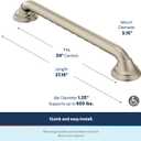 Moen Home Care Bathroom Safety Designer24 Inch Handicap Grab Bar for Bathtub and Shower with Curled Grip, Elderly Assistance Product, Brushed Nickel, LR8724D3GBN