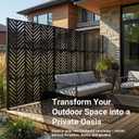 Metal Privacy Screen Outdoor 6FT Freestanding Decorative Steel Panel with Stand, Laser-Cut Chevron Pattern Modern Privacy Divider, Rustproof & Weather-Resistant Screen for Patio, Garden & Backyard