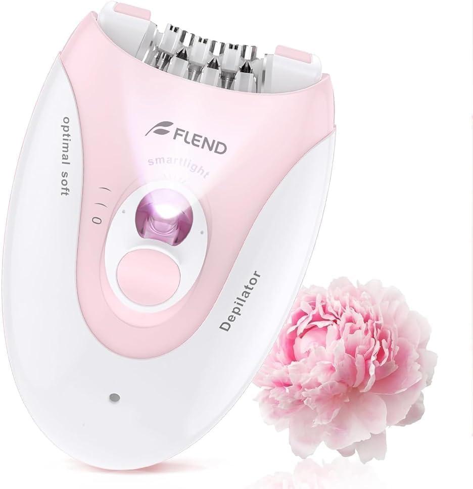 Smooth Glide Epilator for Women, Painless 2-Speed Hair Removal Device with LED Light, 36 Tweezers & Massage Pad, Rechargeable Epilator for Face, Bikini, Arms & Legs