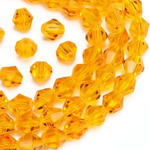 Dowarm 250PCS 6MM Faceted Bicone Crystal Beads for Crafts, Jewelry Making, DIY Bracelet, Necklace, Dolls, Wine Charms, Wind Chimes, Suncatchers, Loose Spacer Glass Beads, Orange